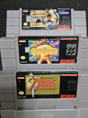 LOT 🎮 RARE SNES games: Harvest Moon, Earthbound, Zelda; Original, 