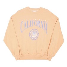 PULL BEAR Womens Beige California Crew Neck XS Cotton Blend Sweatshirt