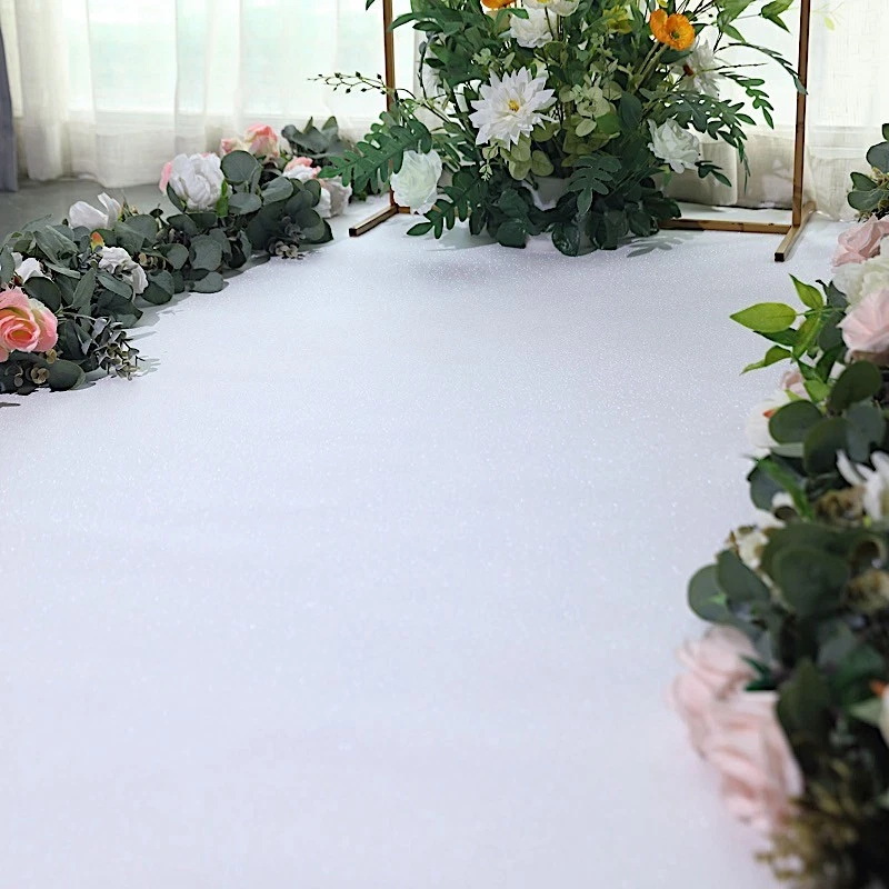 50 ft WHITE Glittered AISLE RUNNER Wedding Ceremony Party Events Decorations - Image 2 of 4