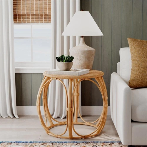 Butler Specialty Company Savannah Woven Rattan Round End Table - Natural - Picture 3 of 9