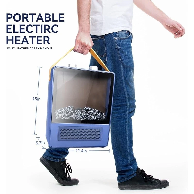 Portable Electric Fireplace Heater 1500W 4 Heat Modes Realistic Flames Safety US - Image 3 of 4