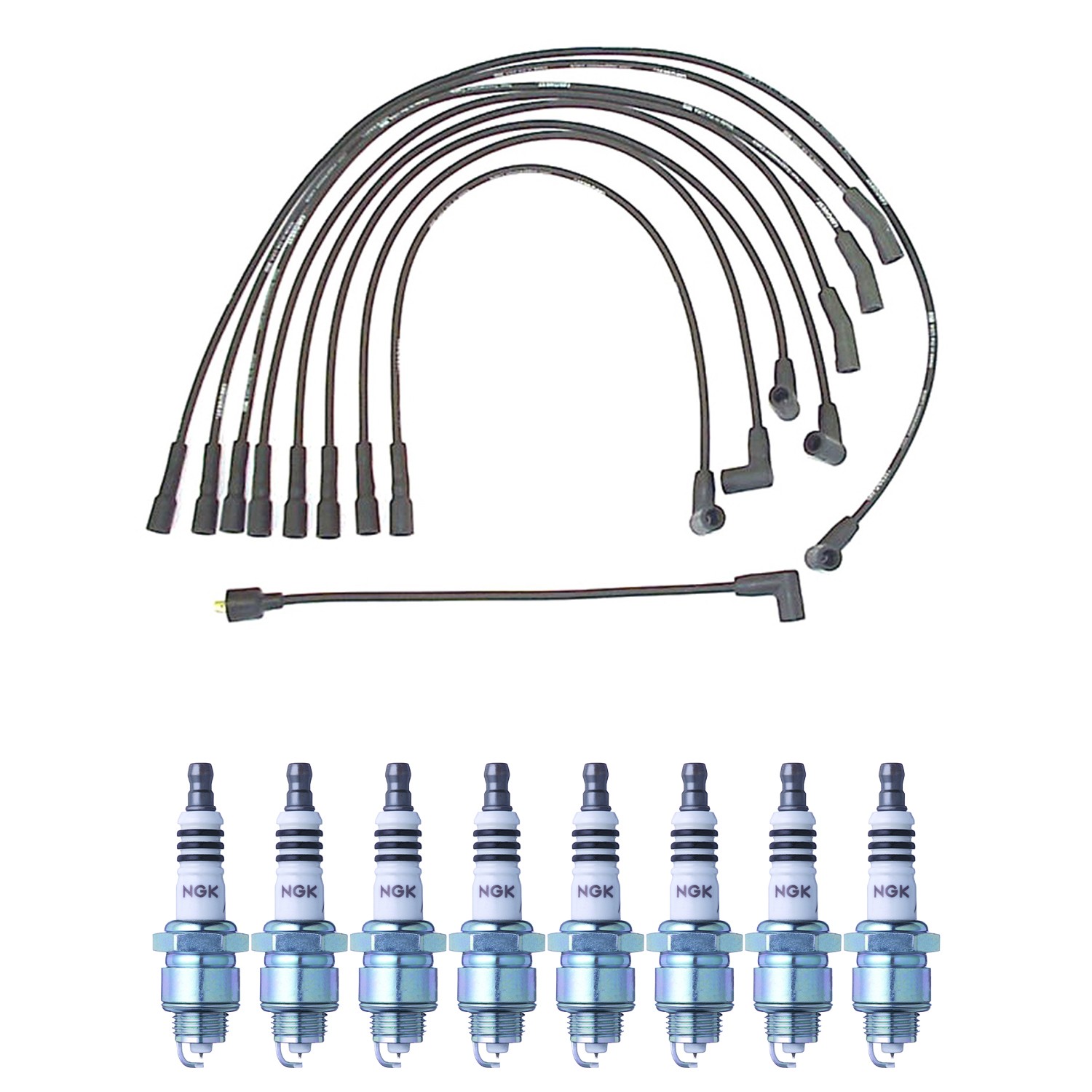 Denso Ignition Wires and NGK Spark Plugs Kit for International MS 1975 5.6L V8