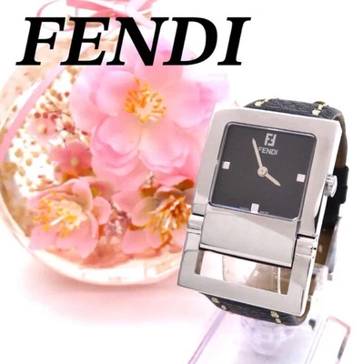 Fendi 5200G Orologi Black Dial Quartz Watch Leather Band Working Unisex Rare - Image 1 of 4