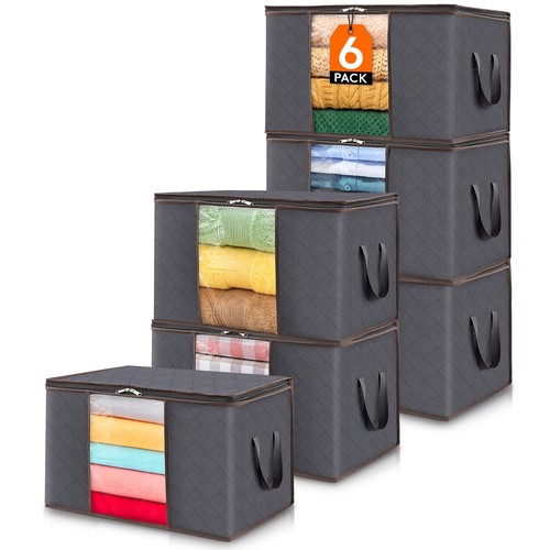 2 contenitori pieghevoli per vestiti, cassetti organizer con 7 scomparti per pantaloni, jeans, leggings, magliette - Colore grigio