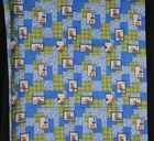 Vtg Bear Fabric Patchwork 1970s Blue Yellow Plaid Check 2yds Cotton Woven Cute