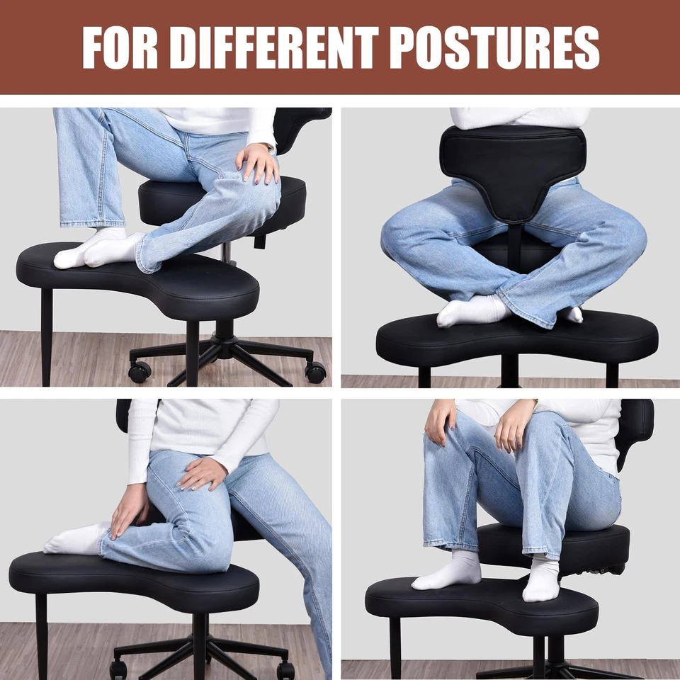 Meditationsstuhl Kreuzbeiniger Bürostuhl Mit Rädern ADHS-Yogastuhl Höhenverstell - Bild 2 von 4