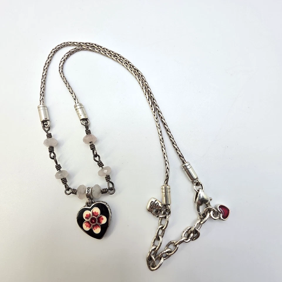 Collar BRIGHTON Fiebre Primavera Reversible Negro Esmalte Corazón Cristal Acentos 18" Foto 4 de 4
