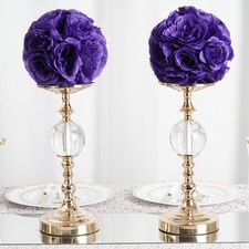2 PURPLE 7" Silk Roses Flowers Kissing Balls Wedding Events Centerpieces