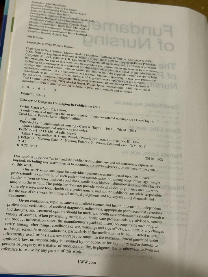 Fundamentals of Nursing Taylor Lillis Lynn 8th Edition - Image 3 of 3