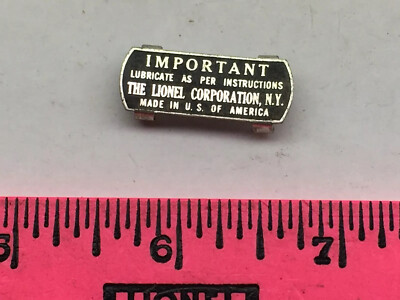 Lionel Part ~ ''Important'' Name plate