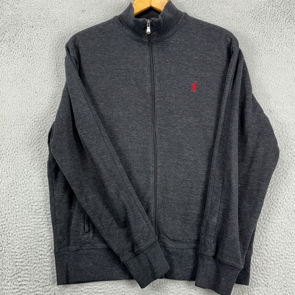 Polo Ralph Lauren giacca full zip uomo grande grigia performance manica lunga pony
