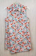 CHLOE & RENE Sleeveless Collared Knee Length Shift Dress Colorful Floral Print L