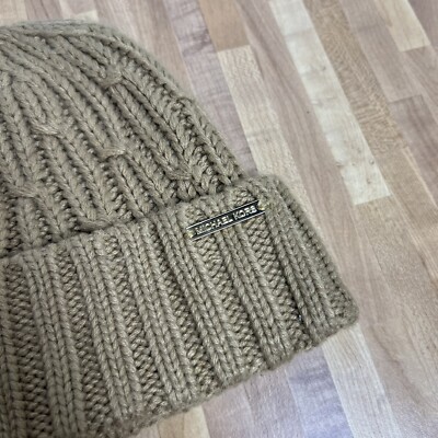 Michael Kors Chunky Cable Knit Beanie Tan Camel Brown Womens  display picture 1