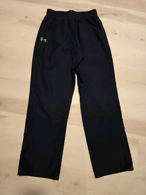 Under Armor Pants Men Small Black Track Suit Windbreakers Joggers Warm Ups Adult