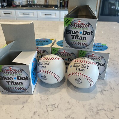 Lot 5 Vintage Worth Blue Dot Titan Slow Pitch Softballs Boxes -Titanium Core ASA