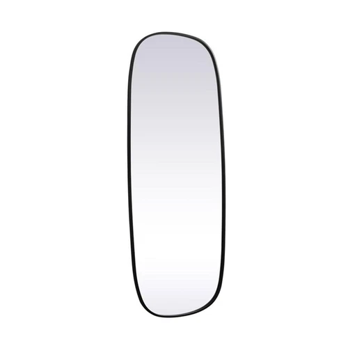 Elegant Decor Brynn 24x60" Oval Modern Metal Wall-Mounted Mirror in Black - Picture 3 of 11