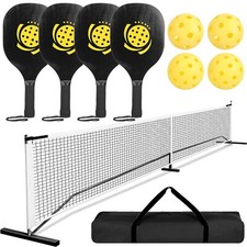 Portable 4 Pickleball Paddles 4 Balls 22FT Net Storage Bag Outdoor Sports