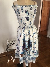 Aqua Flowers in Cart ANNA SUI Ivory Silk Smocked Elastic Bodice Strapless Dress