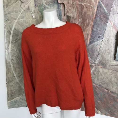 H\u0026M Arancione Elasticizzato Barca Collo da Donna Maglione Pullover Taglia S  | eBay
