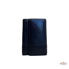 Authentic GUCCI Dark Blue Guccissima Leather 6 Key Holder Trifold Case 256433