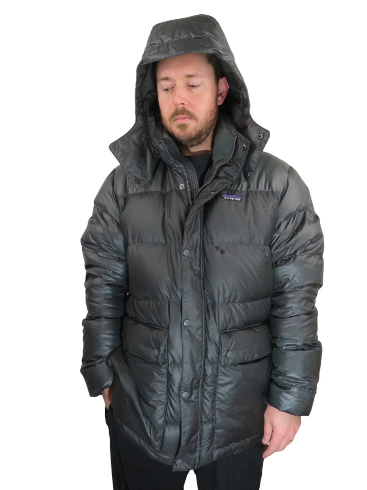 Patagonia Wendigo Down Puffer Quilted Insulated Parka Jacket Mens XL Gray Coat