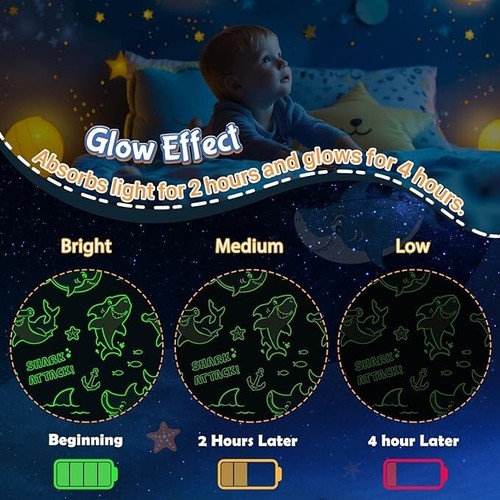 Glow In The Dark Shark Blanket 60 X 50" Premium Flannel Throw Blanket - Picture 2 of 4