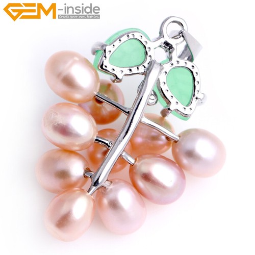 Freshwater Pearl Necklace White Gold Plated Pendant Natural For Jewelry Women - Picture 5 of 20