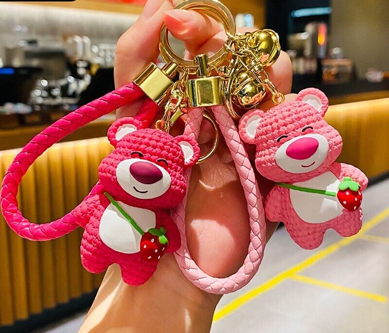 Strawberry Bear Keychain, exquisite doll charm pendant