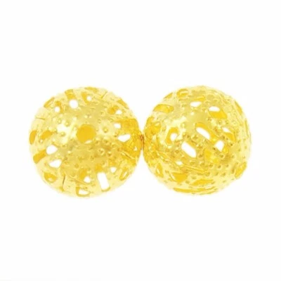 MARKENLOS Cuentas metálicas redondas filigrana huecas 10 mm color oro 50 cuentas diseño nenad AN672