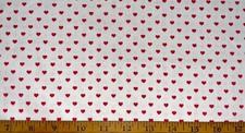 NEW RED HEARTS ON WHITE COTTON Fabric 1/4 yard 9in x 44in VALENTINE FUN DIY MASK
