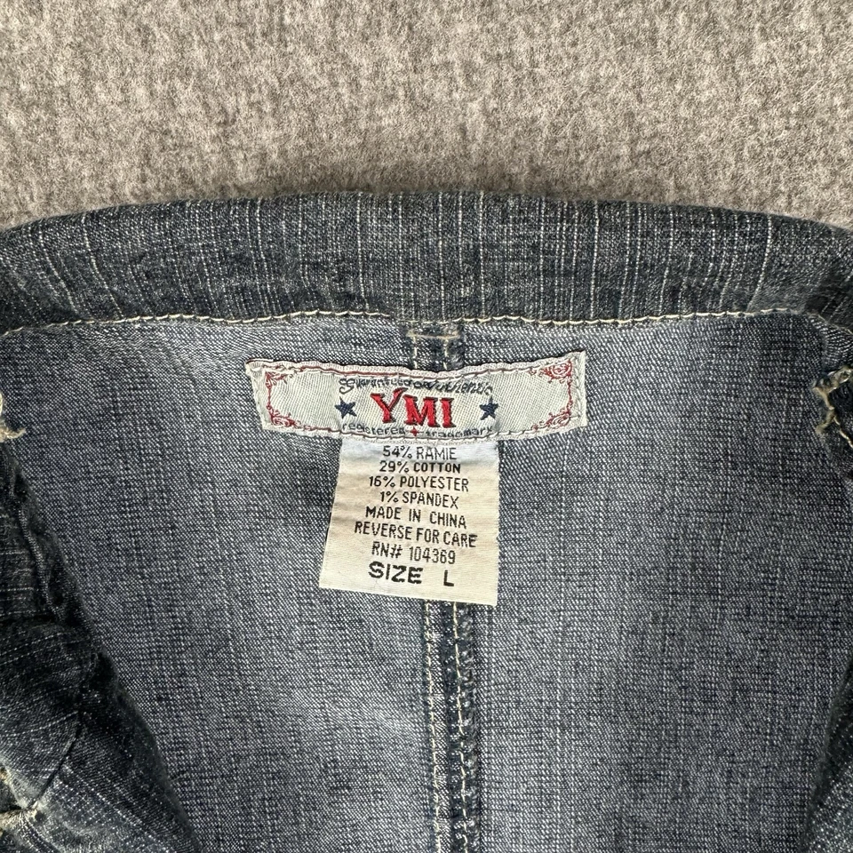 Chaqueta de mezclilla YMI para mujer grande azul jean desgastado grunge desteñido informal Y2K Foto 3 de 4