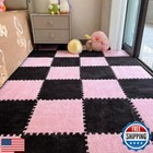 12pcs Carpet Squares Puzzle Floor Mat, Plush Interlocking Carpet Tiles, Anti 