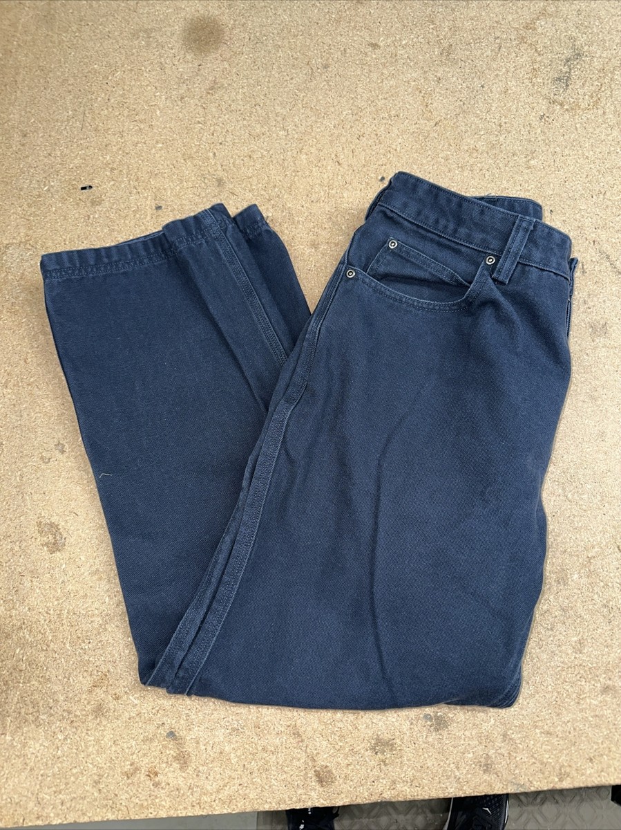Duluth Trading Co Mens Flex Fire Hose Jeans Work Canvas Pants Navy Blue Sz  36x30