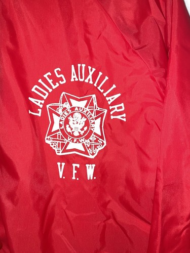 Vintage 80s Champion Ladies Auxiliary VWF Snap Button Jacket Red Large Nylon - Picture 6 of 8