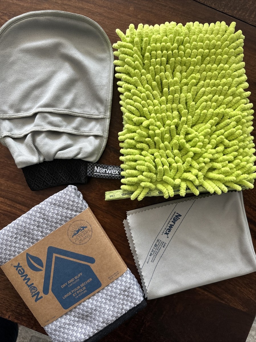 Norwex Car Cleaning Set- Car Cloth, Dry & Buff, 3 In 1 Car Mitt