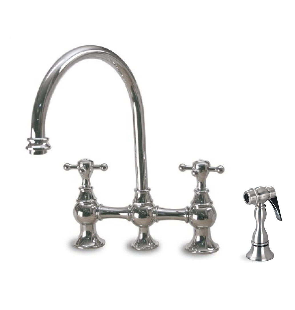 Hamat 3-3156 PE TOWER High-Arc Bridge Kitchen Faucet w Side Spray Antique Pewter
