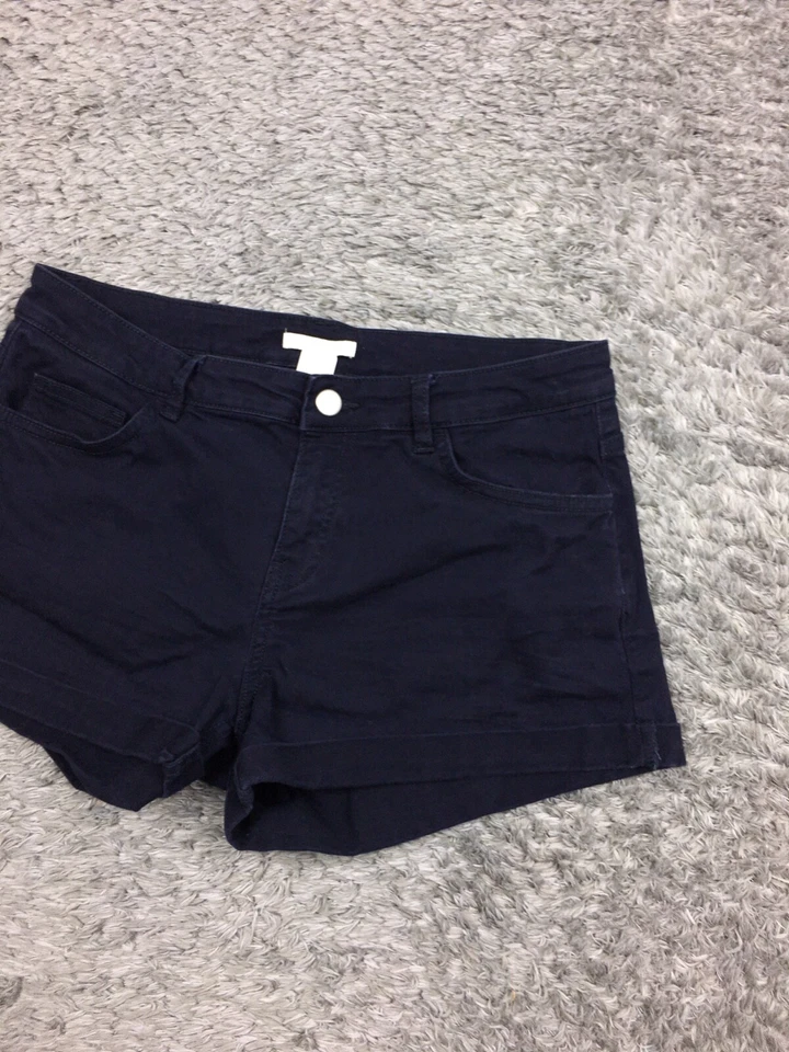 H&M Chino 短裤女式 8 码蓝色棉质 Midi — 第 2/4 张图片