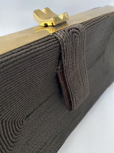 Borsa da sera vintage anni '50 marrone cioccolato frizione - Foto 8 di 24