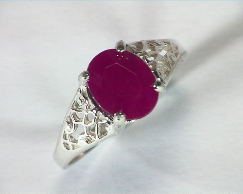 Natural Genuine Ruby Sterling Silver Fine Ring in a Antique Design RSS,464 - Picture 3 of 8
