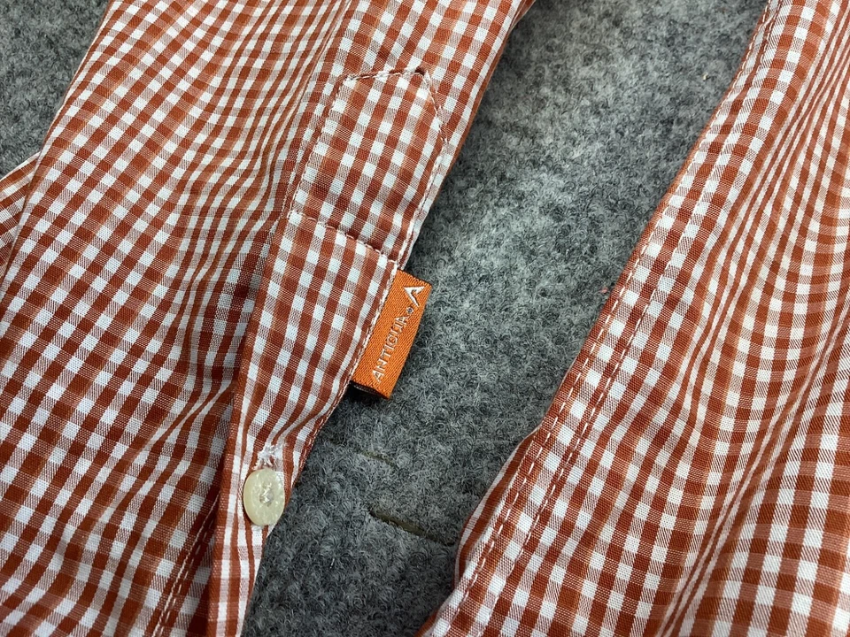Camisa de vestir Antigua para hombre X-grande a cuadros naranja óxido abotonada Foto 4 de 4