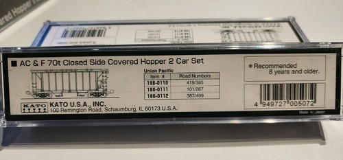 Kato N Scale 186-0112 AC & F 70t Covered Hopper Union Pacific #3 - Picture 6 of 7