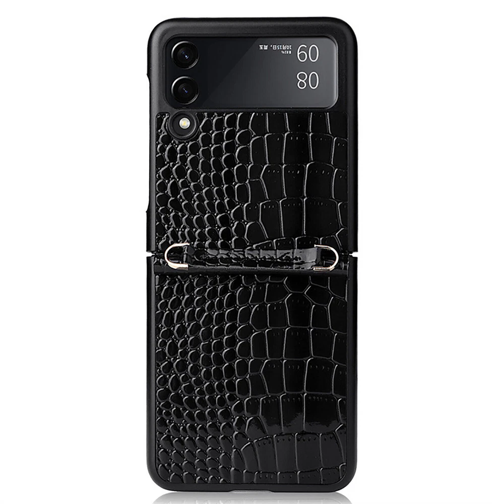 Phone Case Shell Hand Strap Protective Cover Leather Case For Samsung Z Flip 3