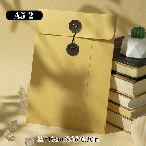 Kraft Paper Envelope with Button String Tie Documents Winding Ticket File Bag - Picture 24 of 42