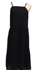 Ann Taylor Loft Black Eyelet Sundress, SZ 10, Adjustable spaghetti straps, lined