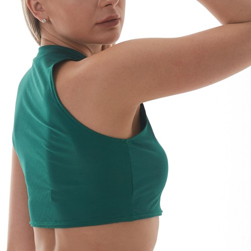 Damen kurzes Oberteil Fitnessstudio Shirt dehnbar Bluse Sport Clubwear ärmellose Taille Yoga - Bild 16 von 54