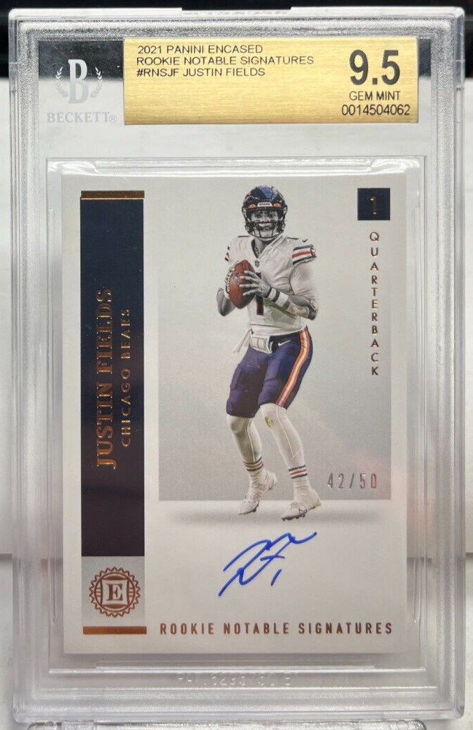 Justin Fields Panini Encased Rookie Notable Signatures #RNSJF Sapphire
