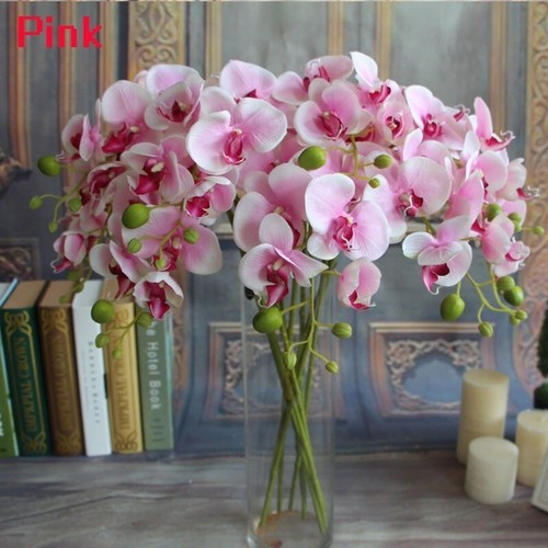 2X Künstliche Schmetterling Orchidee Gefälschte Phalaenopsis Seidenblume Home Hochzeit Dekor - Bild 17 von 22