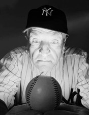 Yankees manager Casey Stengel gazes into baseball like crystal ball- 1949 Photo