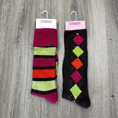 Gymboree Girls Socks Sz 8 & Up NWT Argyle & Stripe 2 Pairs New Old Stock - Picture 2 of 4