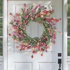 Front Door Wreath 24 Inch Spring/Summer Wreaths for Front Door, Front Door Wreat
